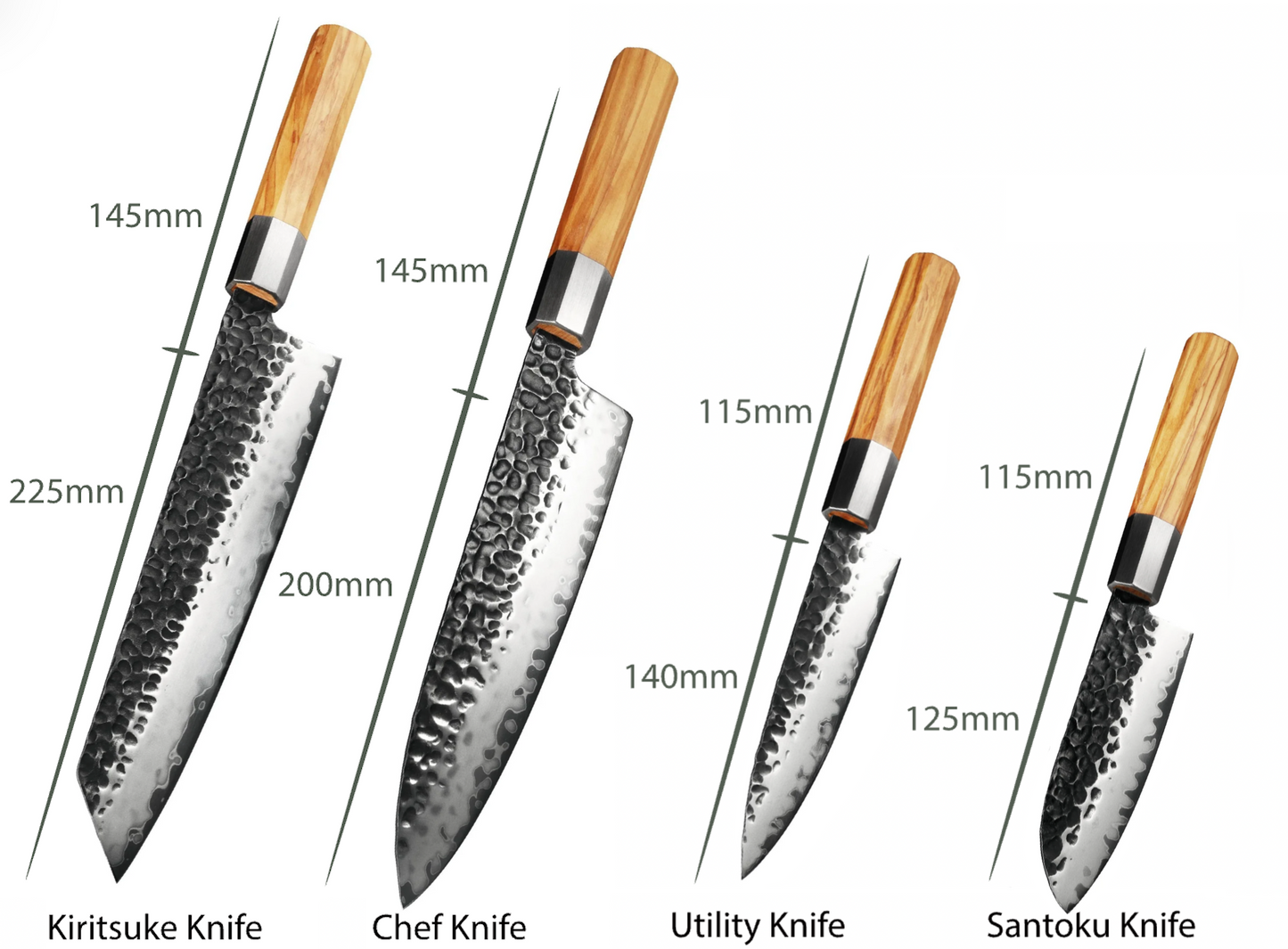 Olive wood set i 4 delar